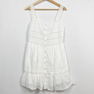 ASOS Lace Trim Babydoll Dress 6 White Cotton Ruffle Hem Mini